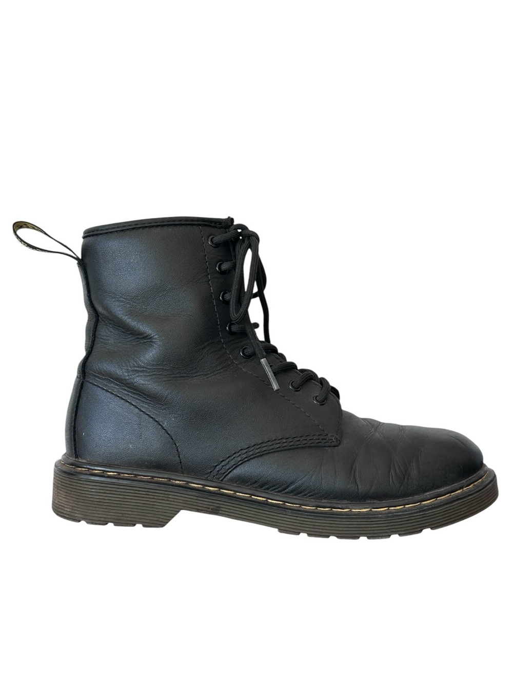 Dr. Martens 1460Y Black Leather Boot Lace-up + Side Zip Size 5 Big Kid/ 6 Women